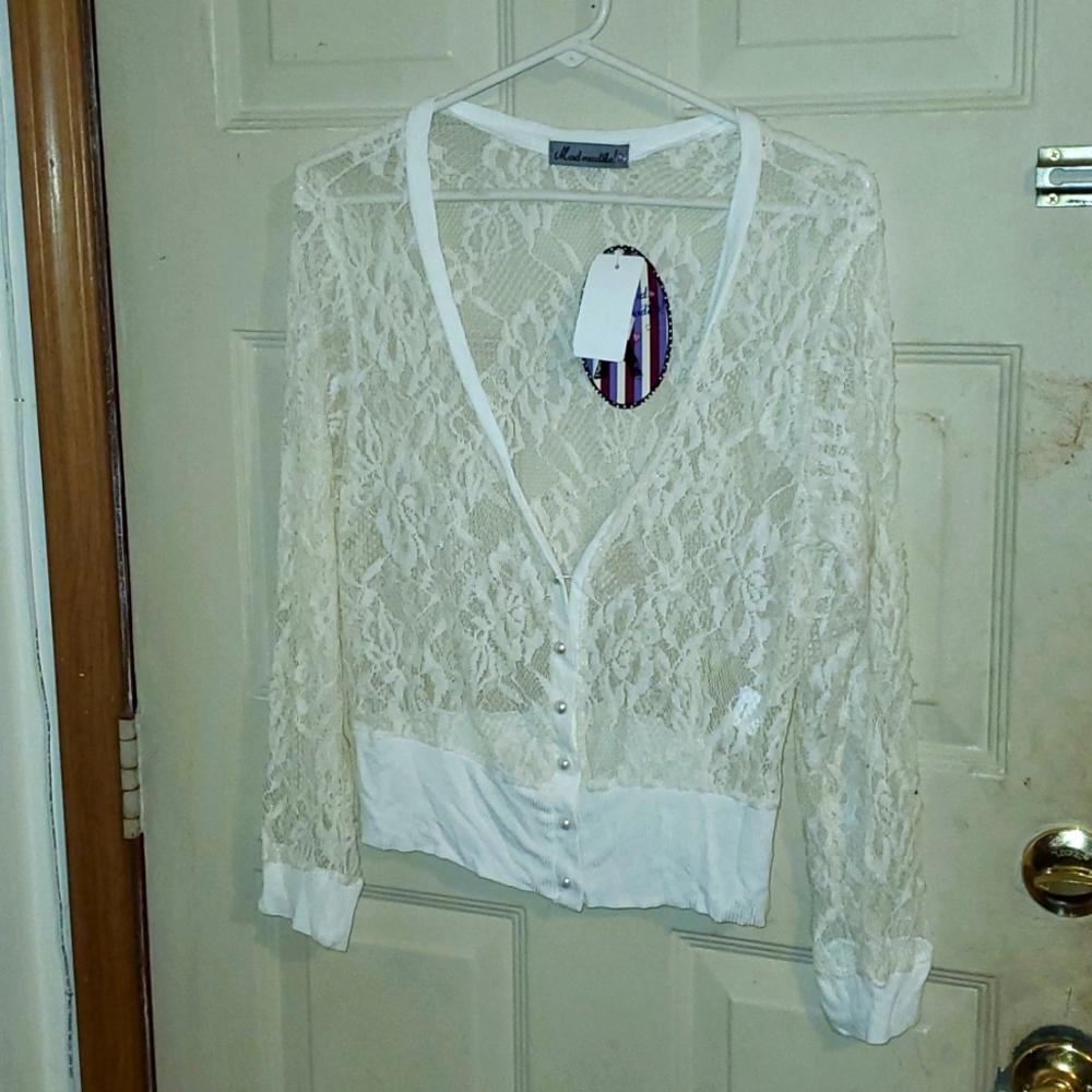 Modmodele Cream/ White Lace Cardigan